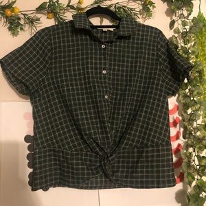 Plaid Collared Crop Top